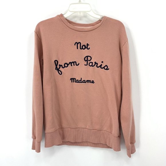 Drole De Monsieur Tops - Drole De Monsieur Pink Sweatshirt Not From Paris Madame STAIN Womens Small